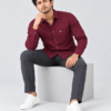 ZEWED Crimson Noir burgundy washed Oxford men's shirt, front view