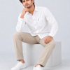 ZEWED Ivory Reign white washed Oxford regular-fit shirt for men, front view