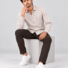 ZEWED Desert Mist beige washed Oxford regular-fit men's shirt, front view