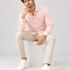 ZEWED Rose Meridian pink and white striped Oxford men's shirt, front view